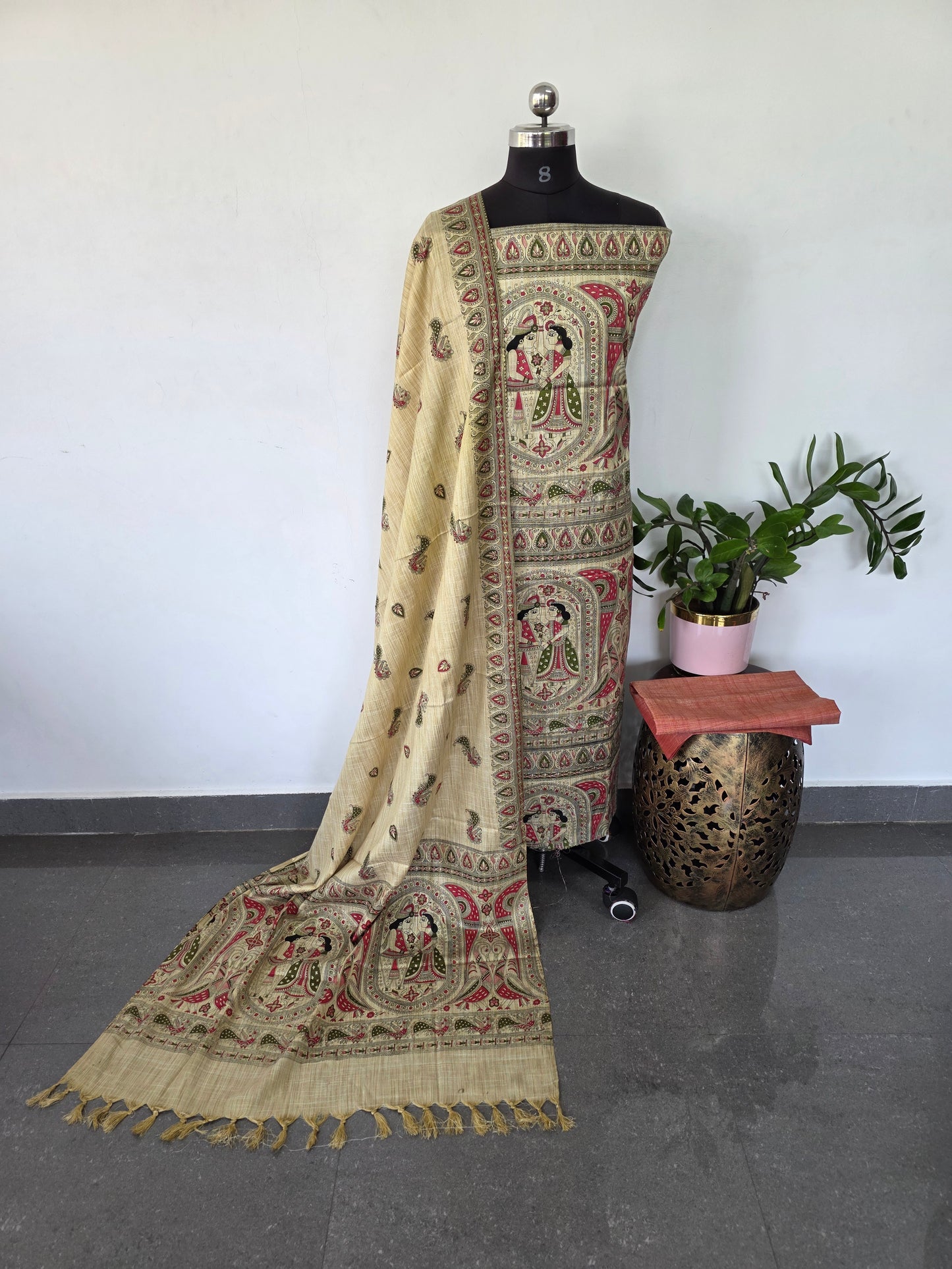 Bhagalpuri Madhubani silk set - BA469