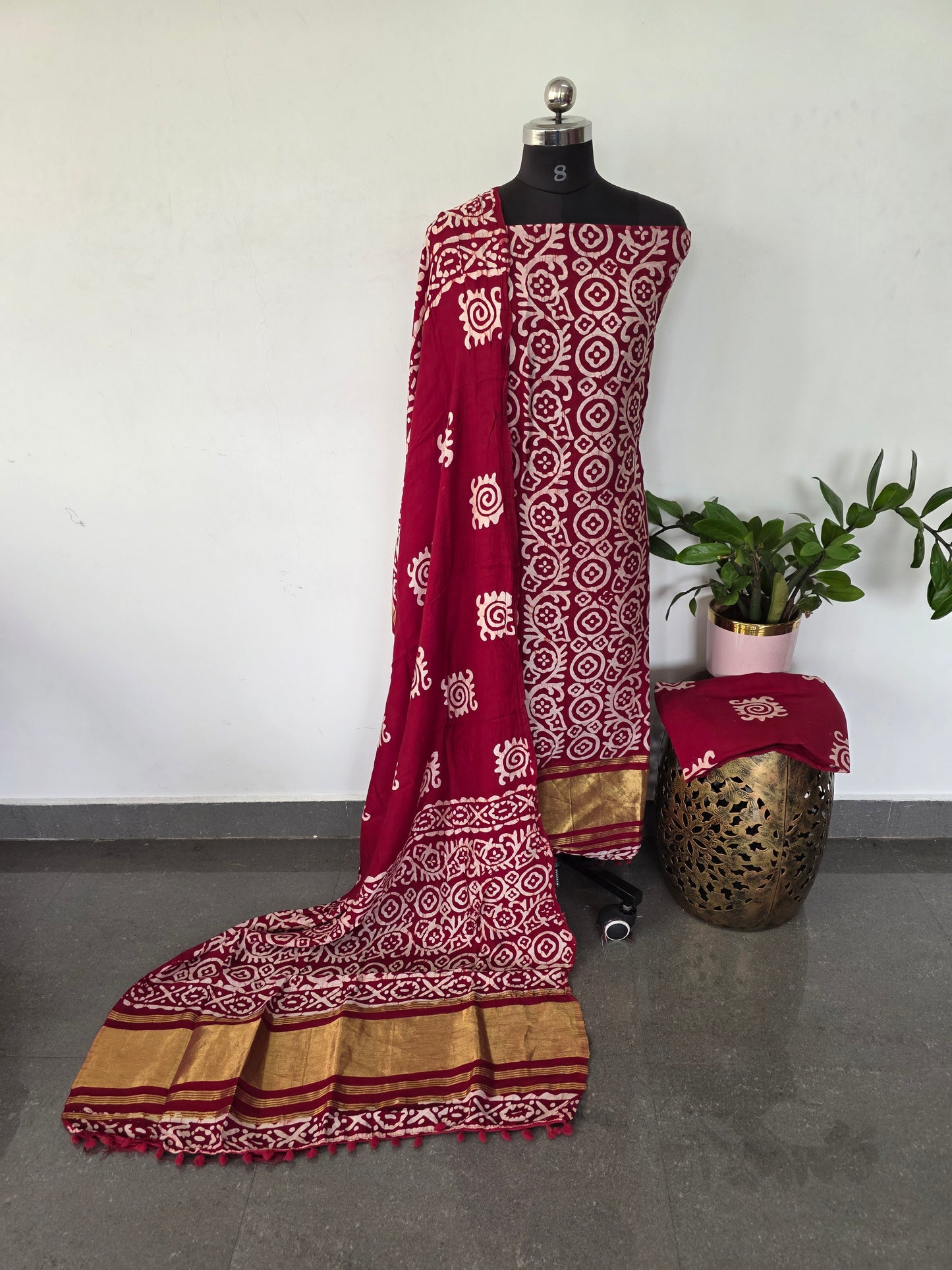 Gadwal batik silk set with lagdi patta - BA512