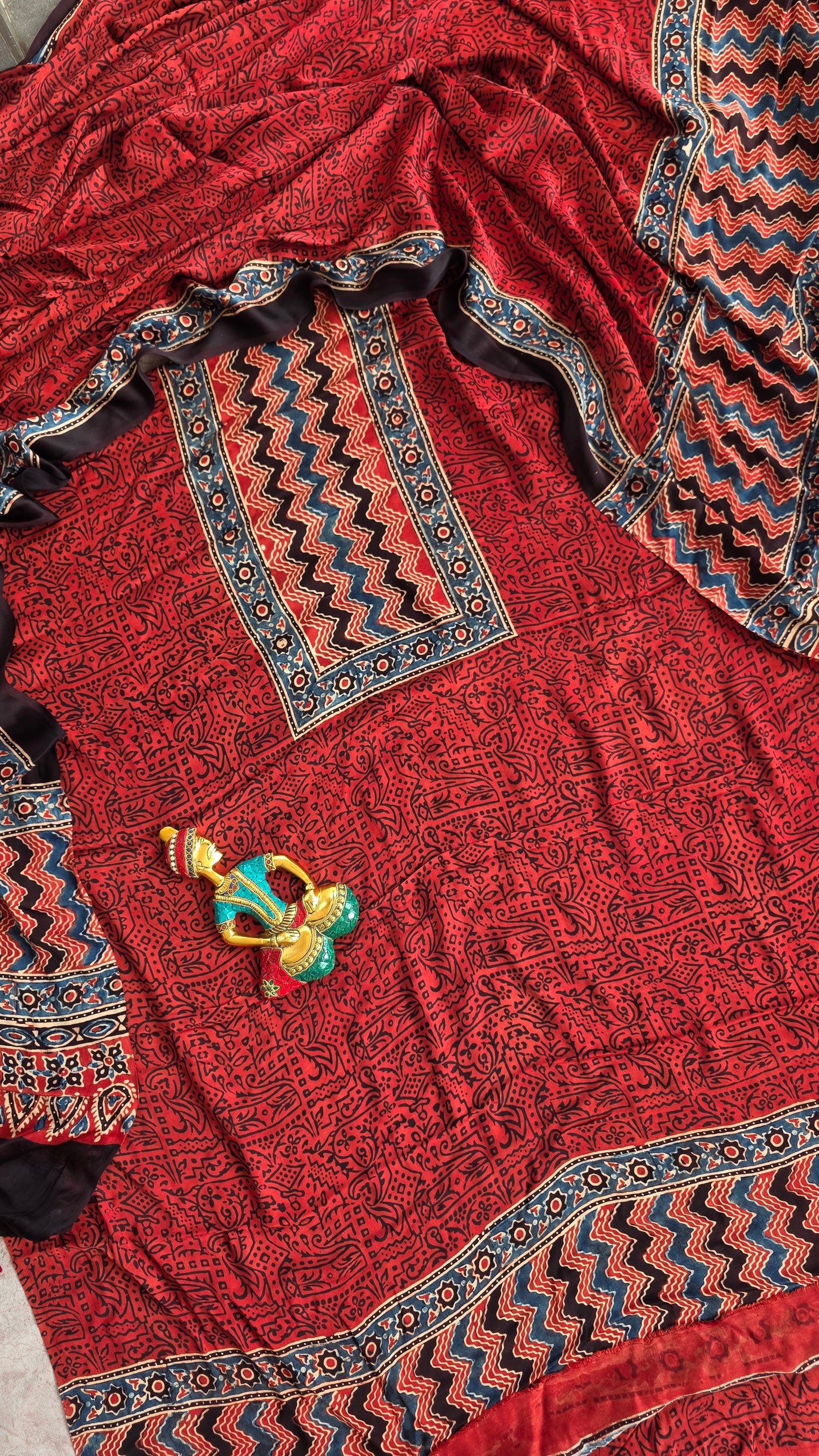 Handcrafted ajrakh modal silk set - H10