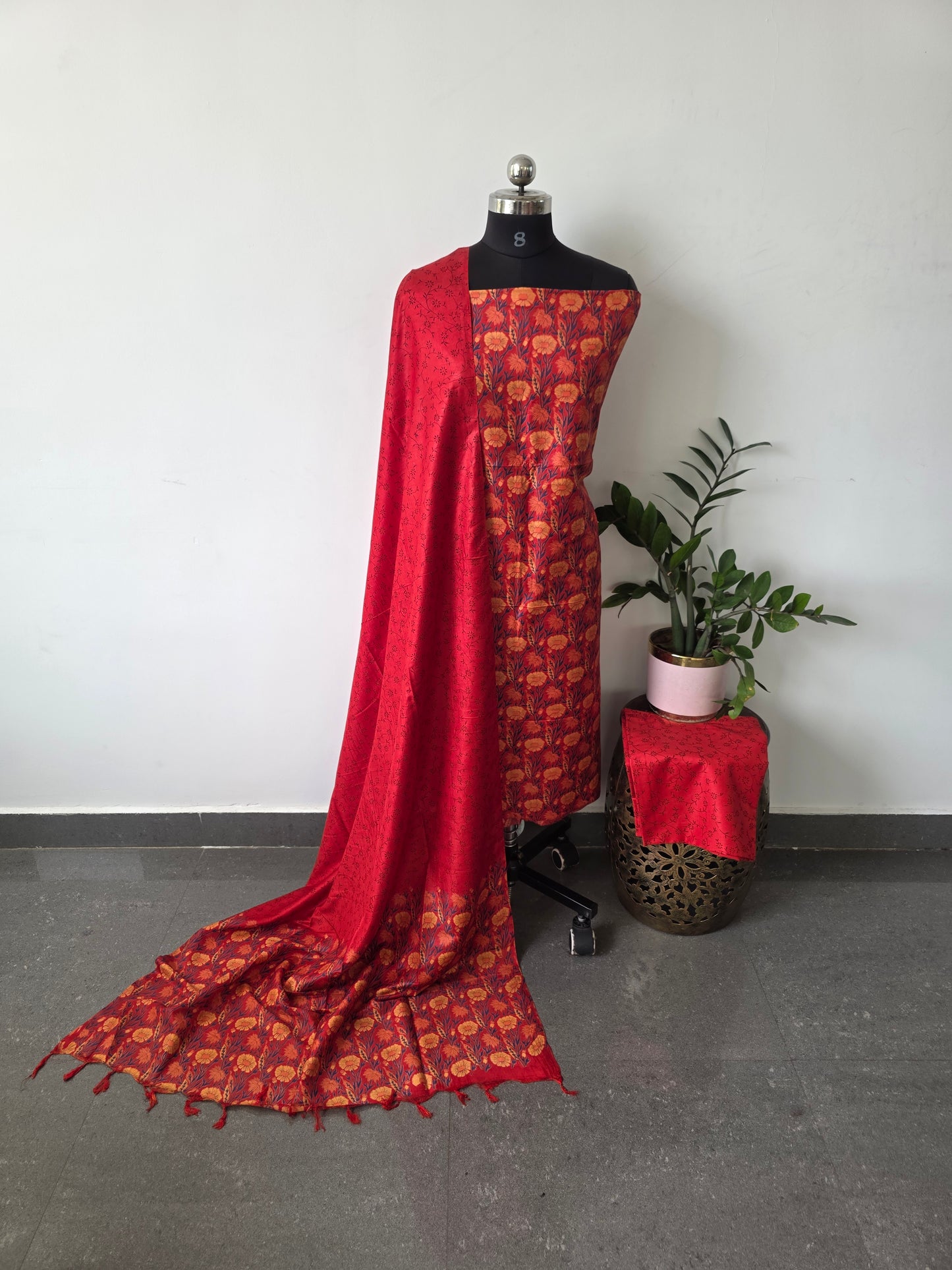 Katan ajrakh silk set - FN8