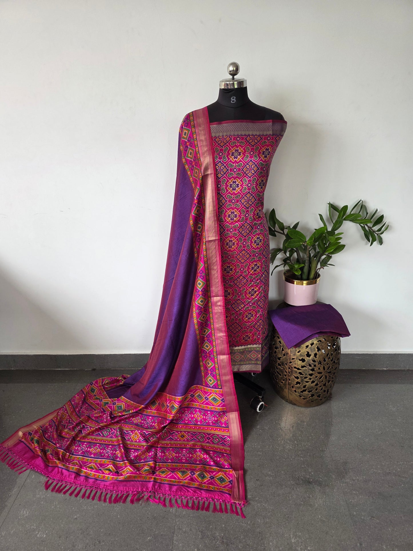 Premium semi Patola silk set - PK87