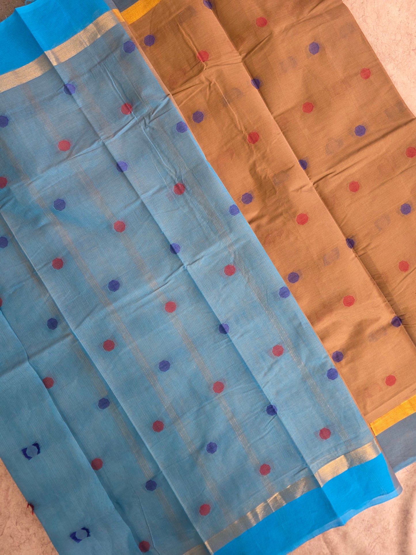 South cotton butta saree with zari border - MAA188
