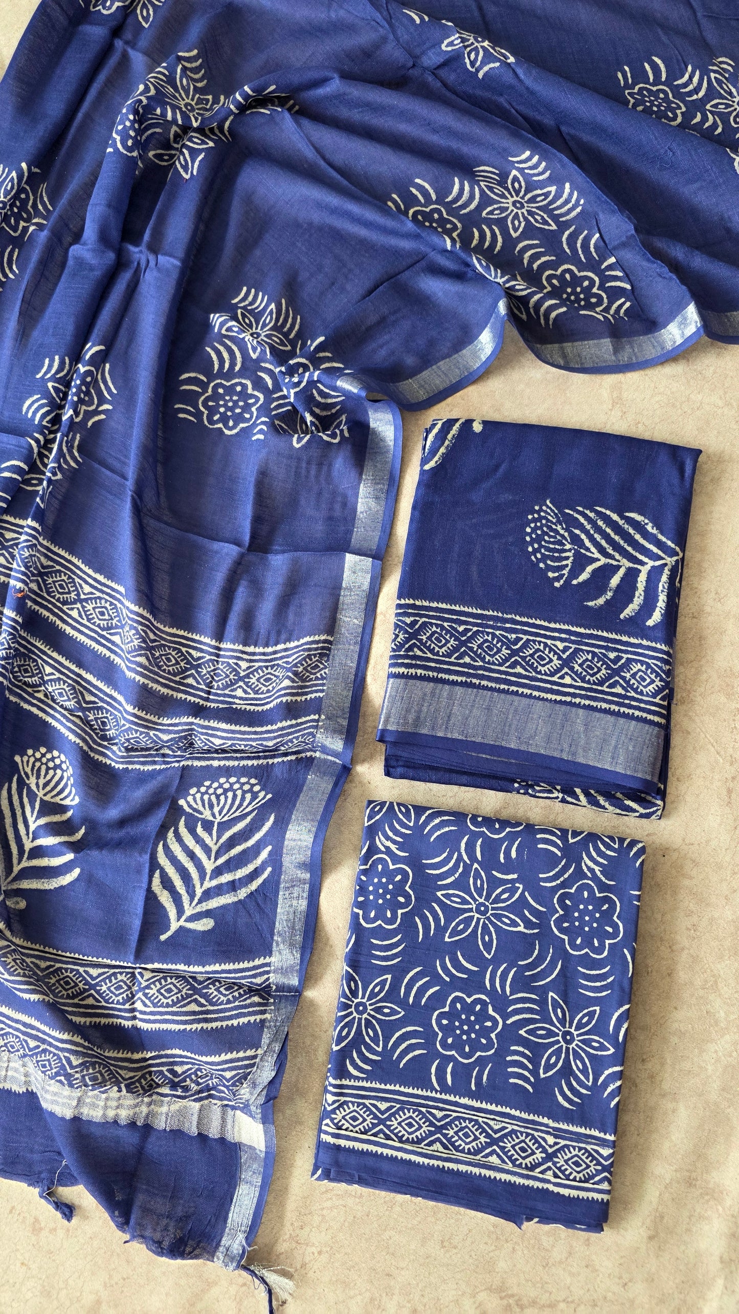 Handblock Jaipuri linen cotton set - JA749