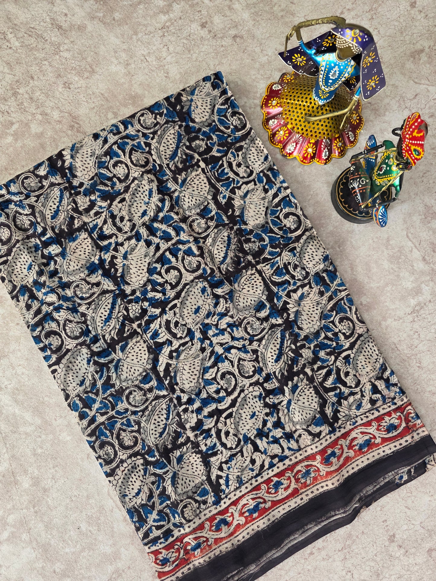 Handblock pure kalamkari cotton saree  - HS10