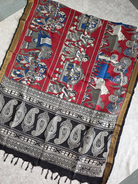 Pure chennuri kalamkari silk duppatta - 15