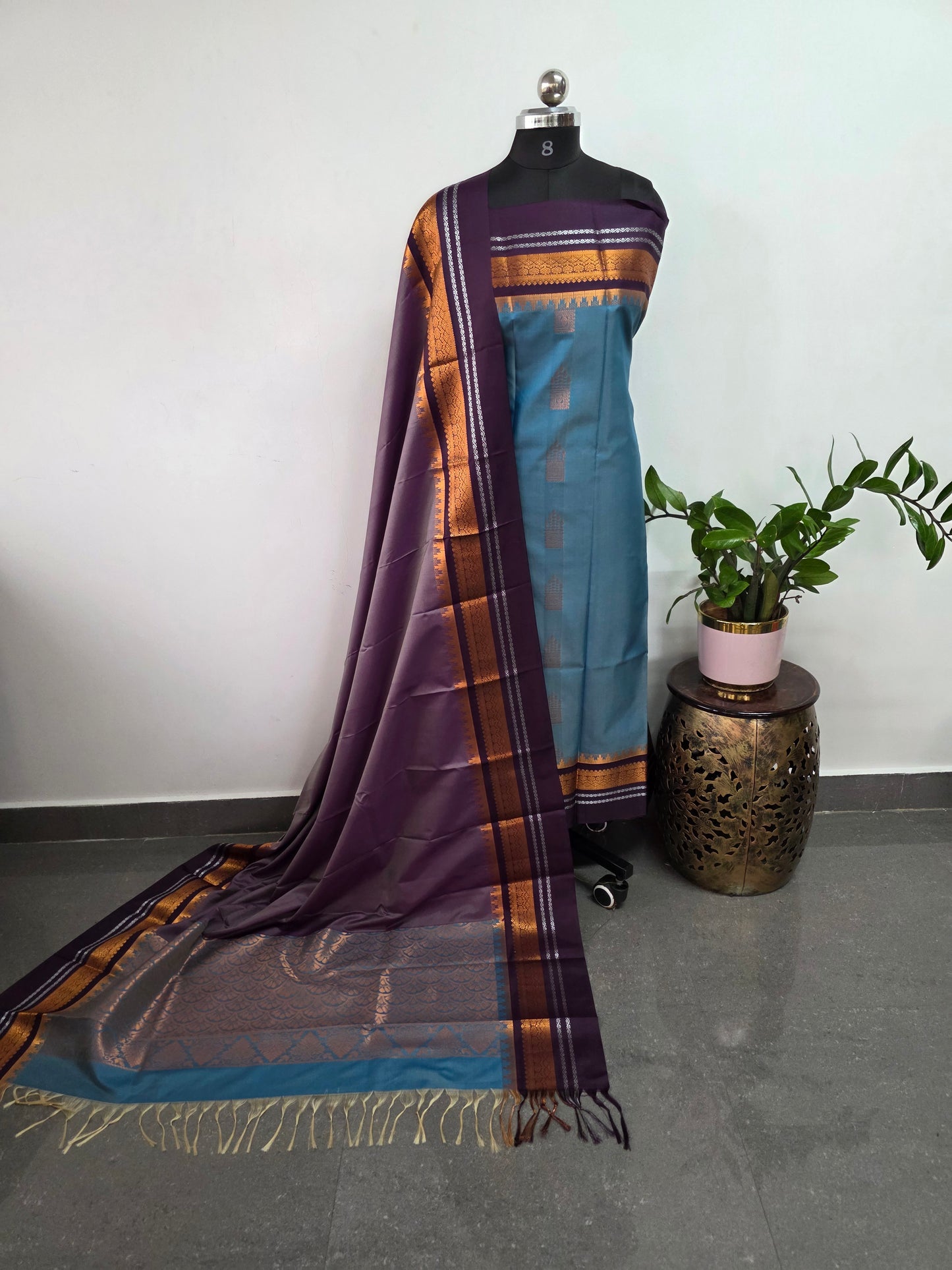 Gadwal border soft silk salwar set - GS16