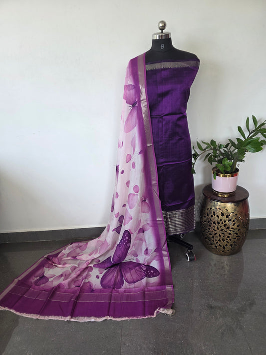 Handloom mangalagiri silk top with pure mangalagiri digital silk shawl - ML60
