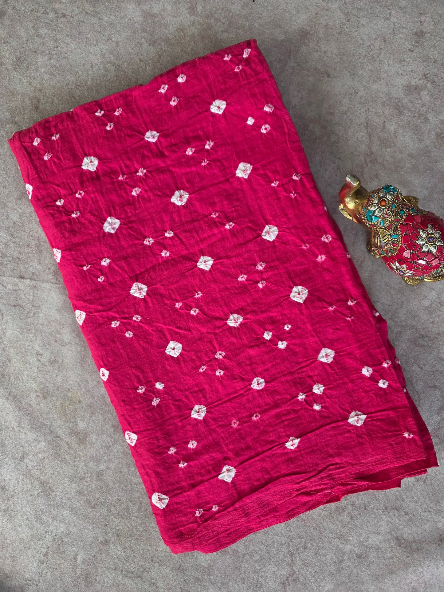 Handcrafted bandhini cotton running fabric-BN165