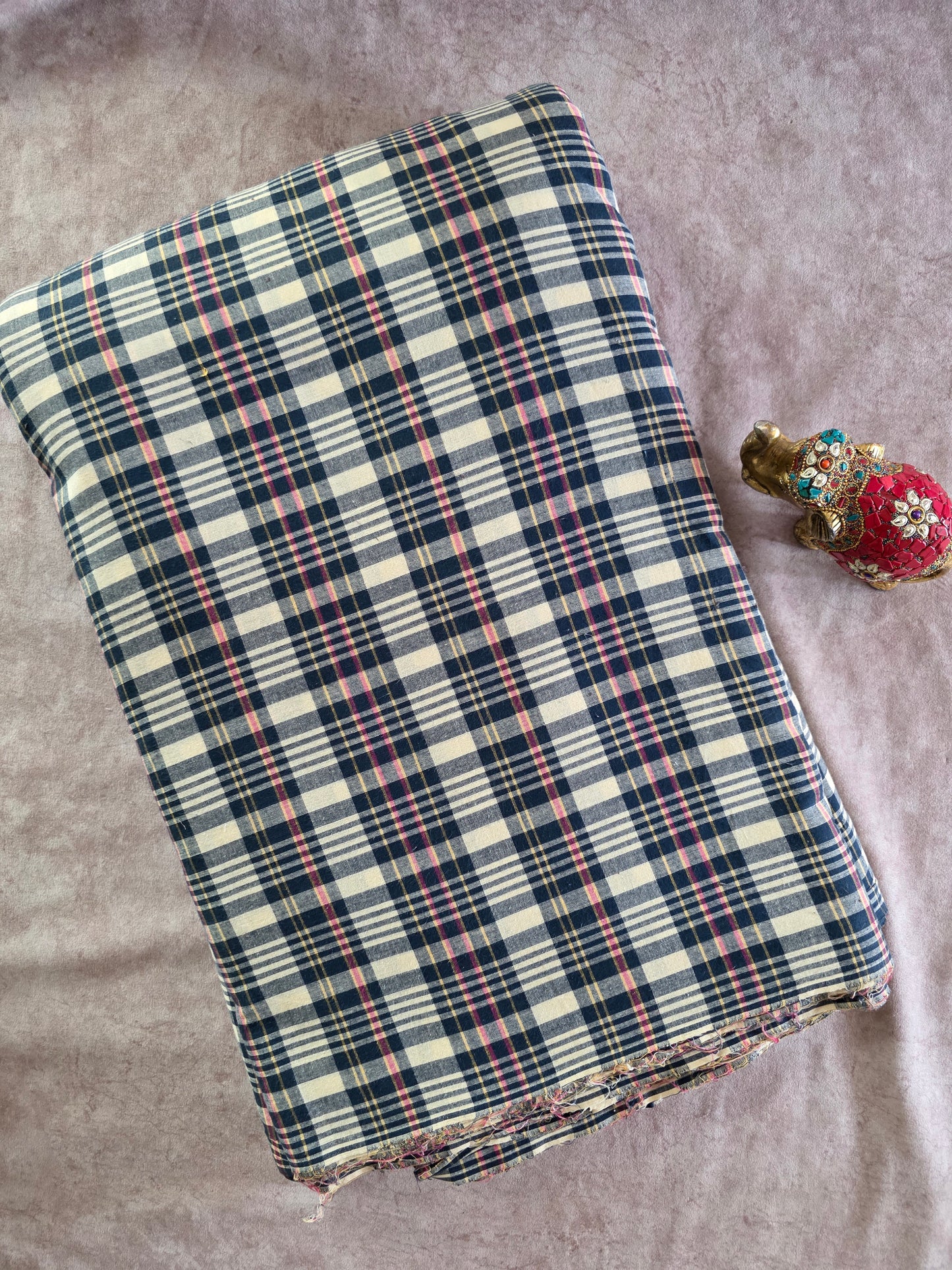 Prewashed Checked south cotton running material (0.5 mtrs) - HRM315