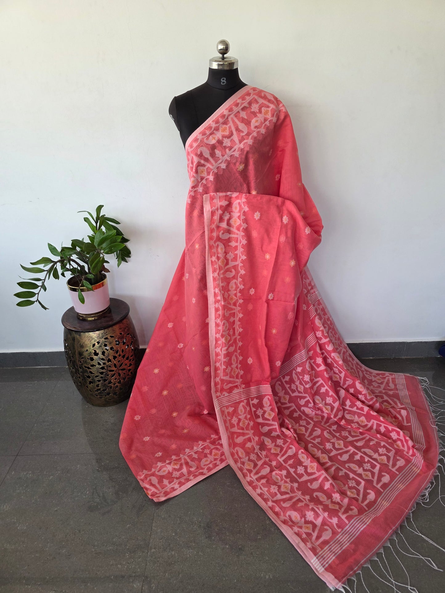 Silk cotton jamdhani saree - BB469