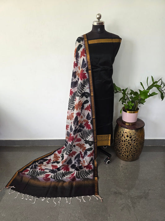 Handloom mangalagiri silk top with pure mangalagiri digital silk shawl - ML25