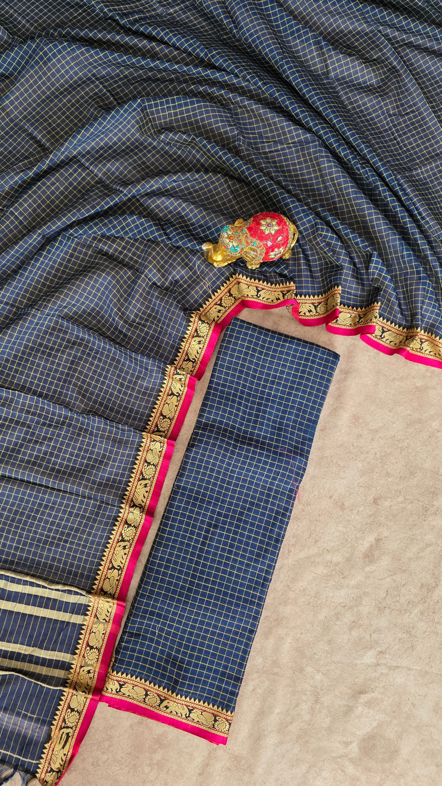 Mercerised checked narayanapet salwar set (4.5 meters)- NA374