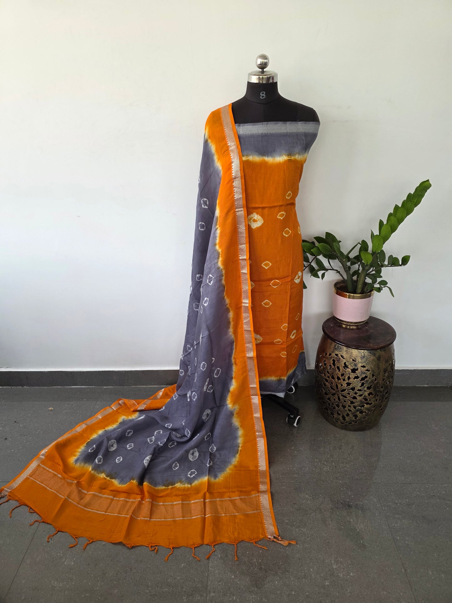 Premium mangalagiri silk bandhani salwar set - MAA43