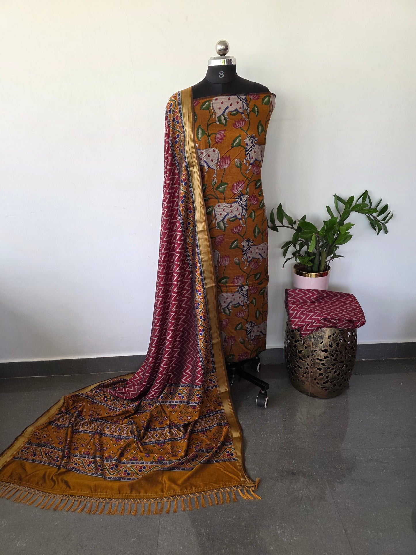 Premium semi Patola silk set - PK85