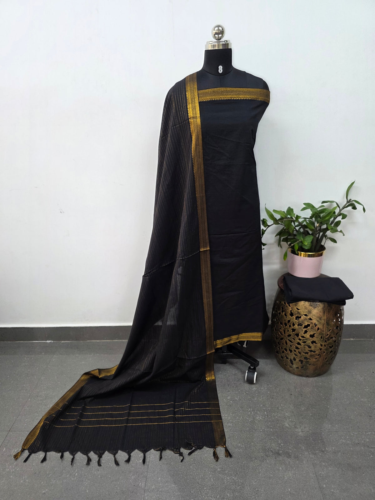 Mangalagiri cotton set (black)- HA172