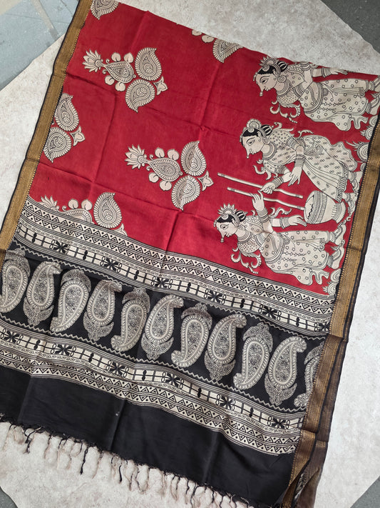 Pure chennuri kalamkari silk duppatta - 17