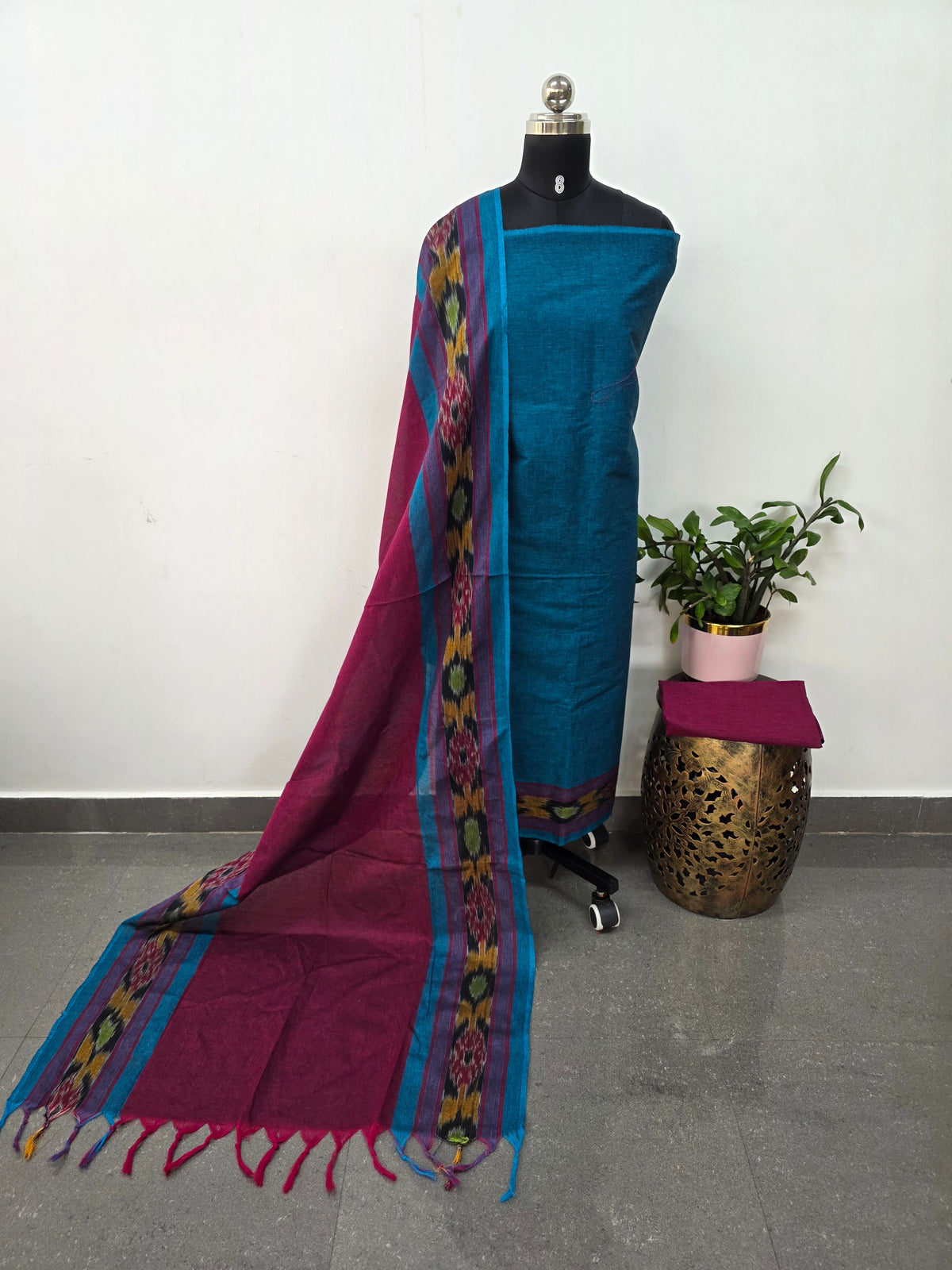Pochampally border south cotton set - HA92