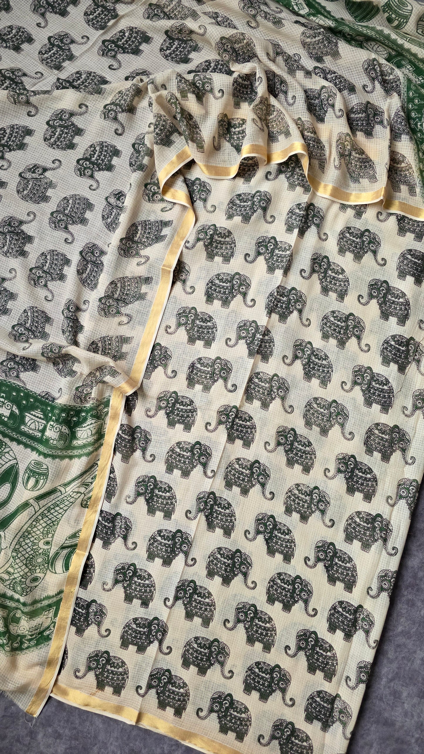 Handcrafted Kota kalamkari set (2 pc set )- AK307