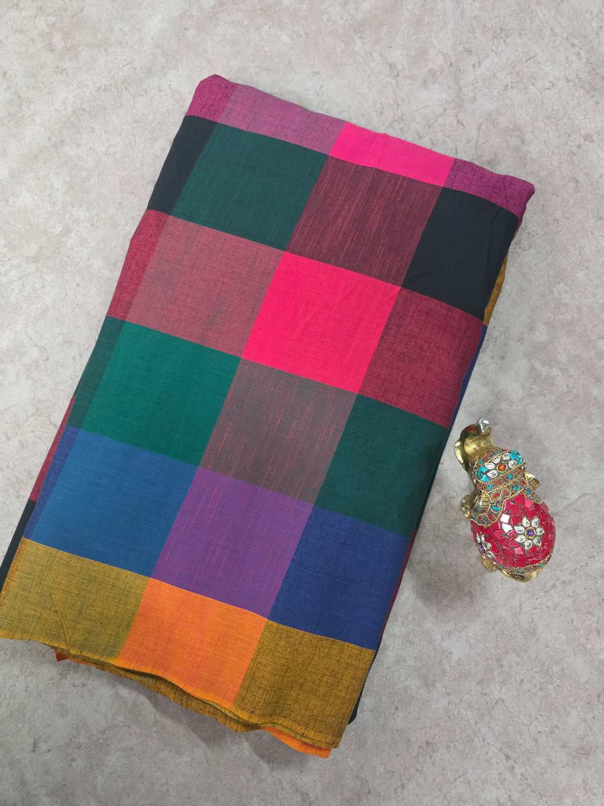 Madras kattam prewashed running material (4 inches*4 inches) -MD141