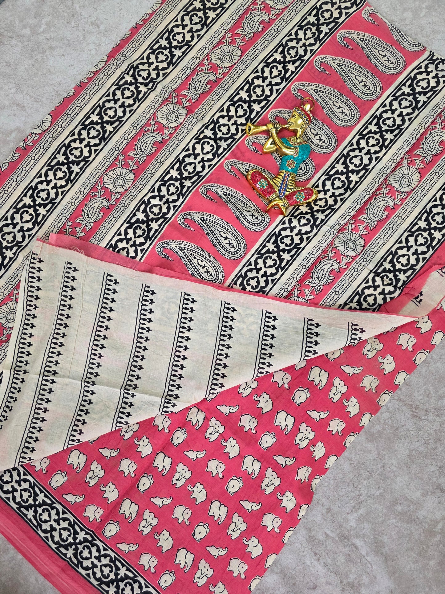 Handblock Jaipuri pure cotton saree - JA538