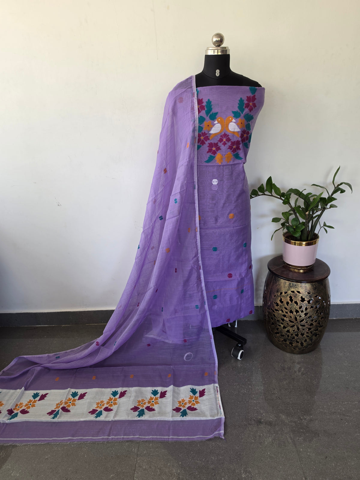 West Bengal Silk cotton jamdhani set - AV392