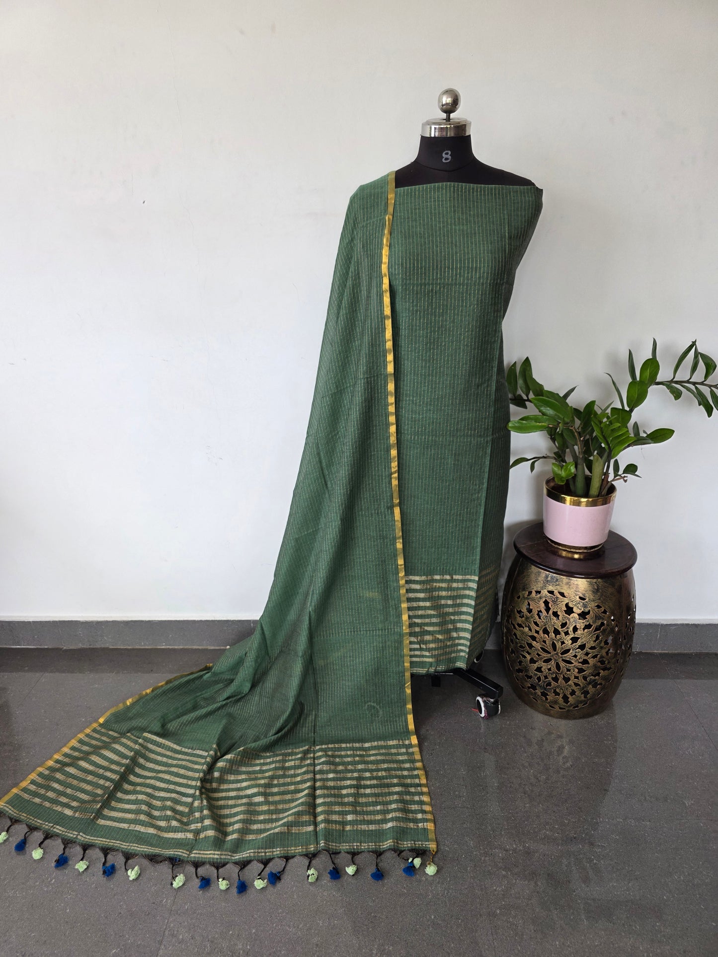 Premium mul khadi zari lines salwar set - MUL308