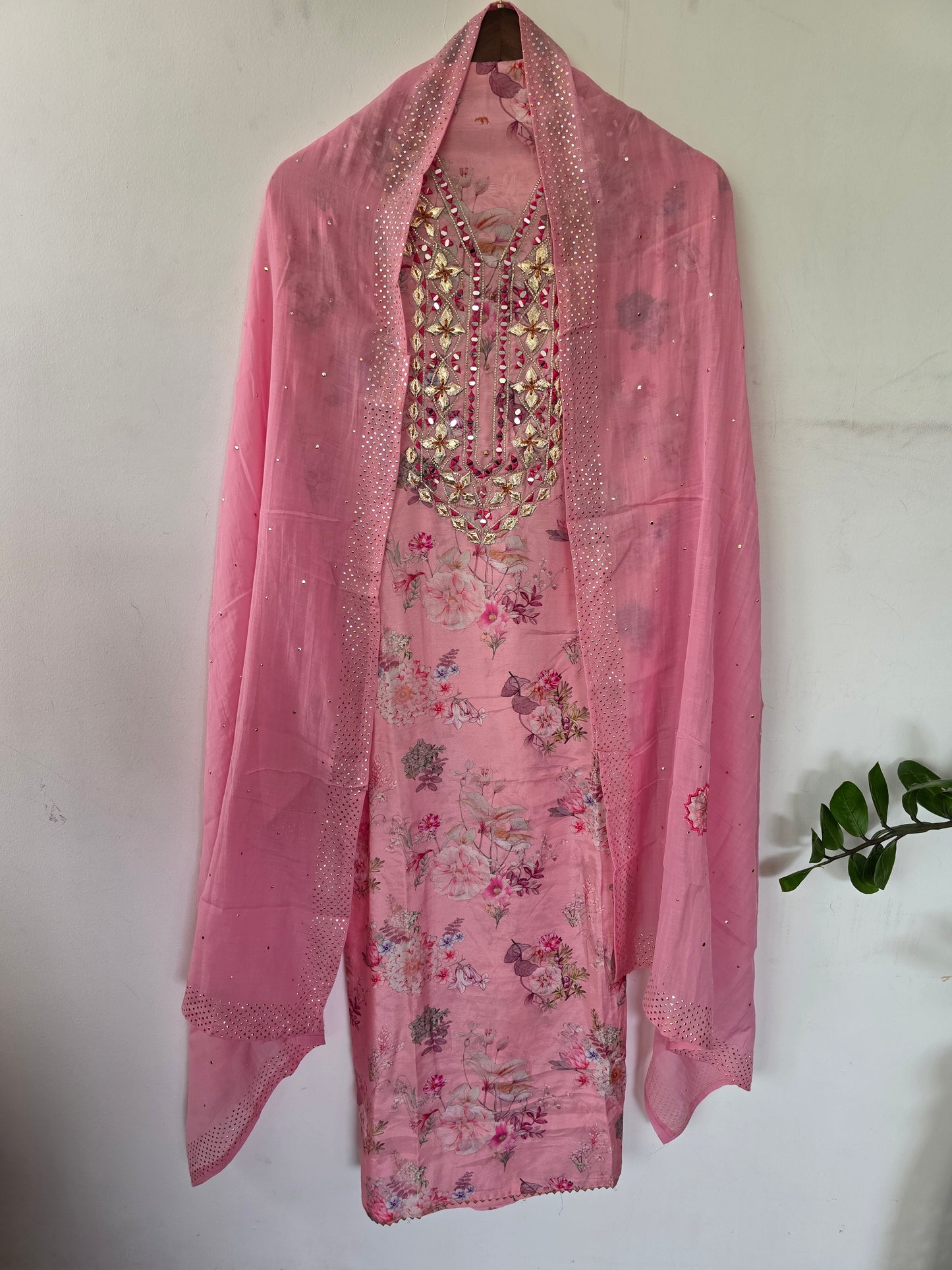 Floral Muslin silk set-VM54