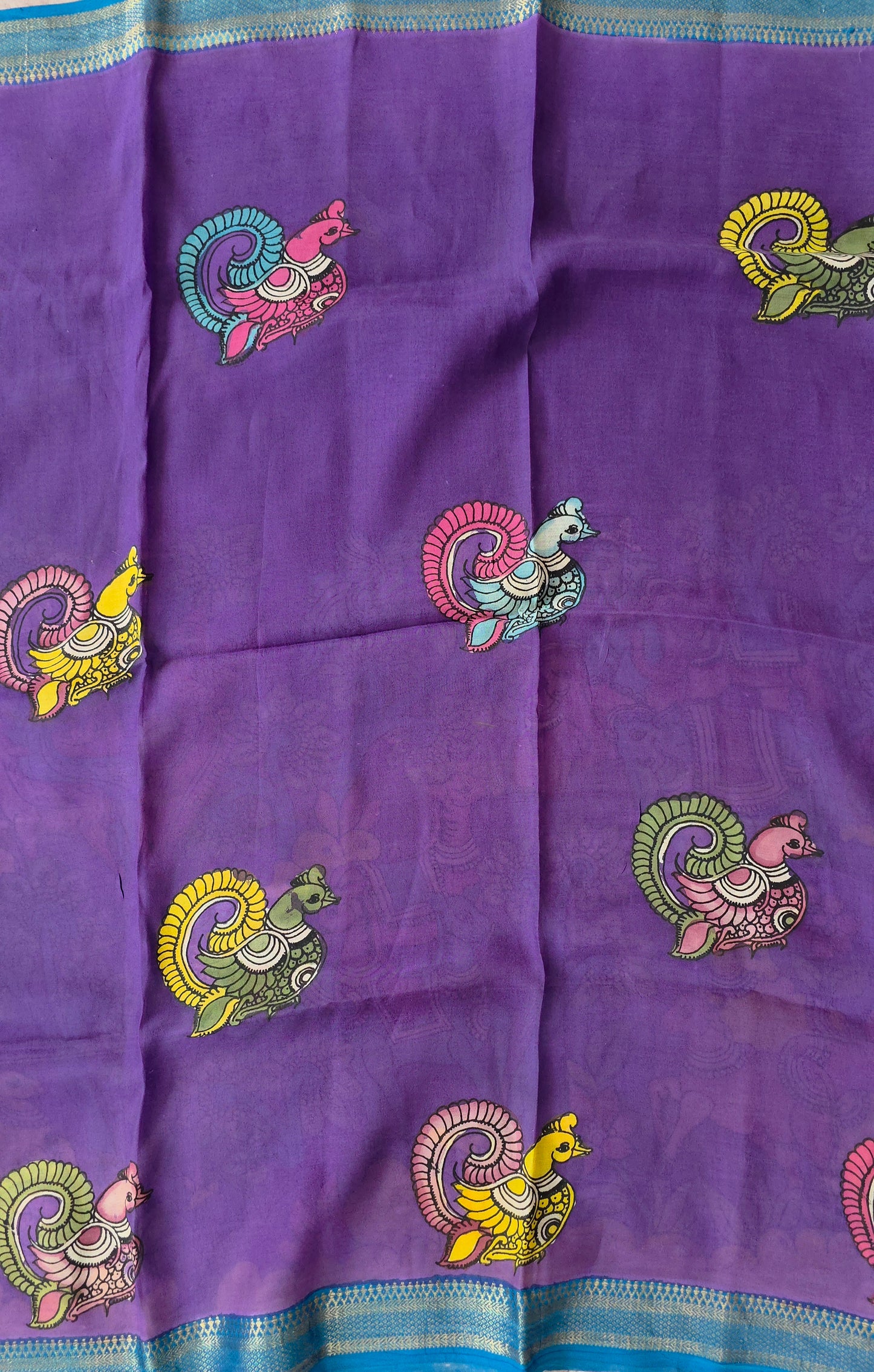 Handcrafted Kalahasthi Penkalamkari bangalore silk set - KH142