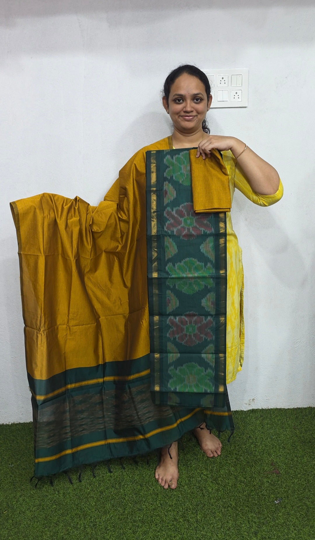 Pochampally sico set with ikkat damn -WW556