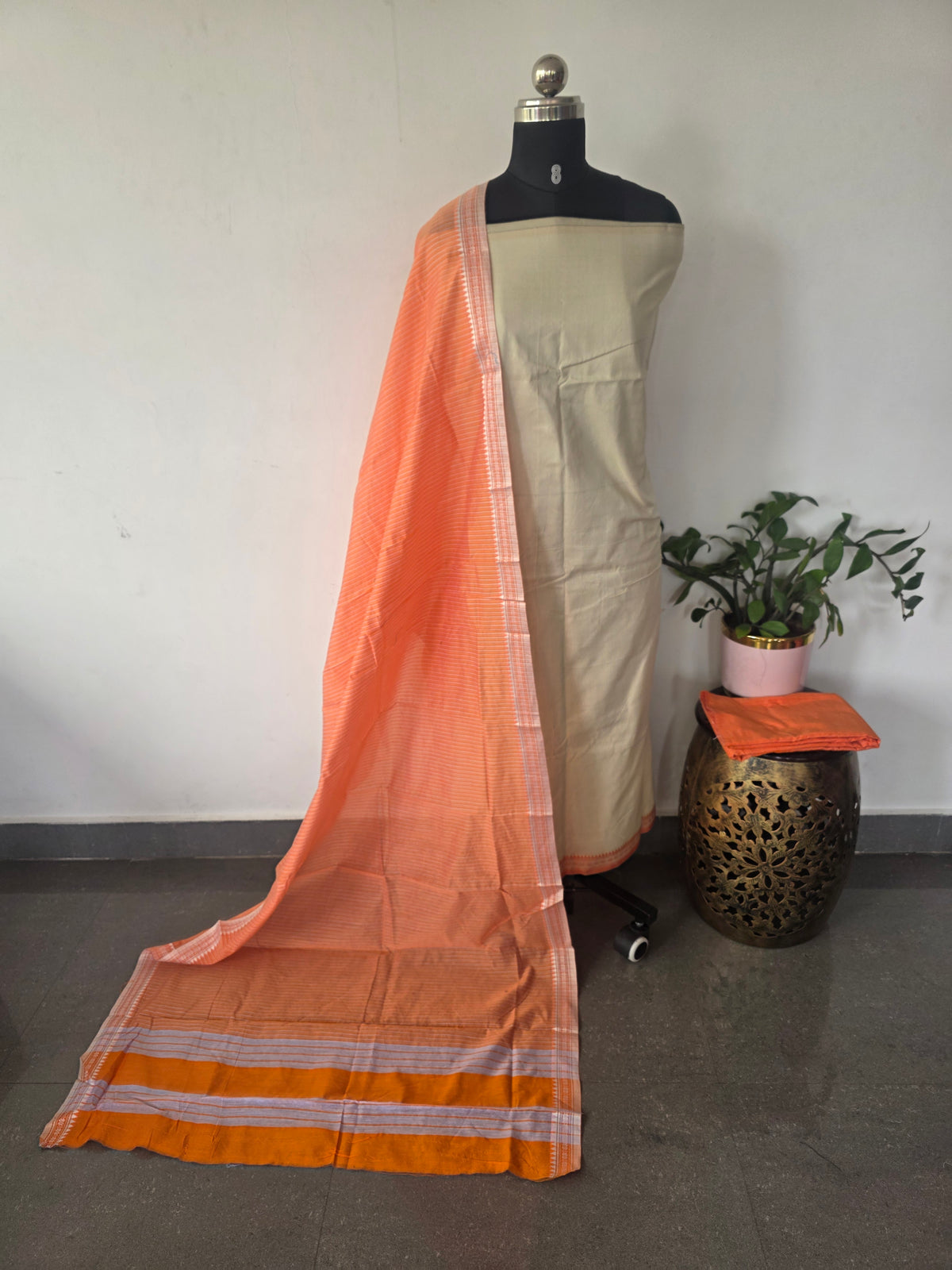 South cotton set with thread border - AS137