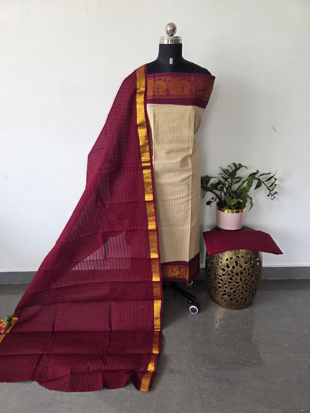 Madurai sungudi zari kattam salwar set -MS137