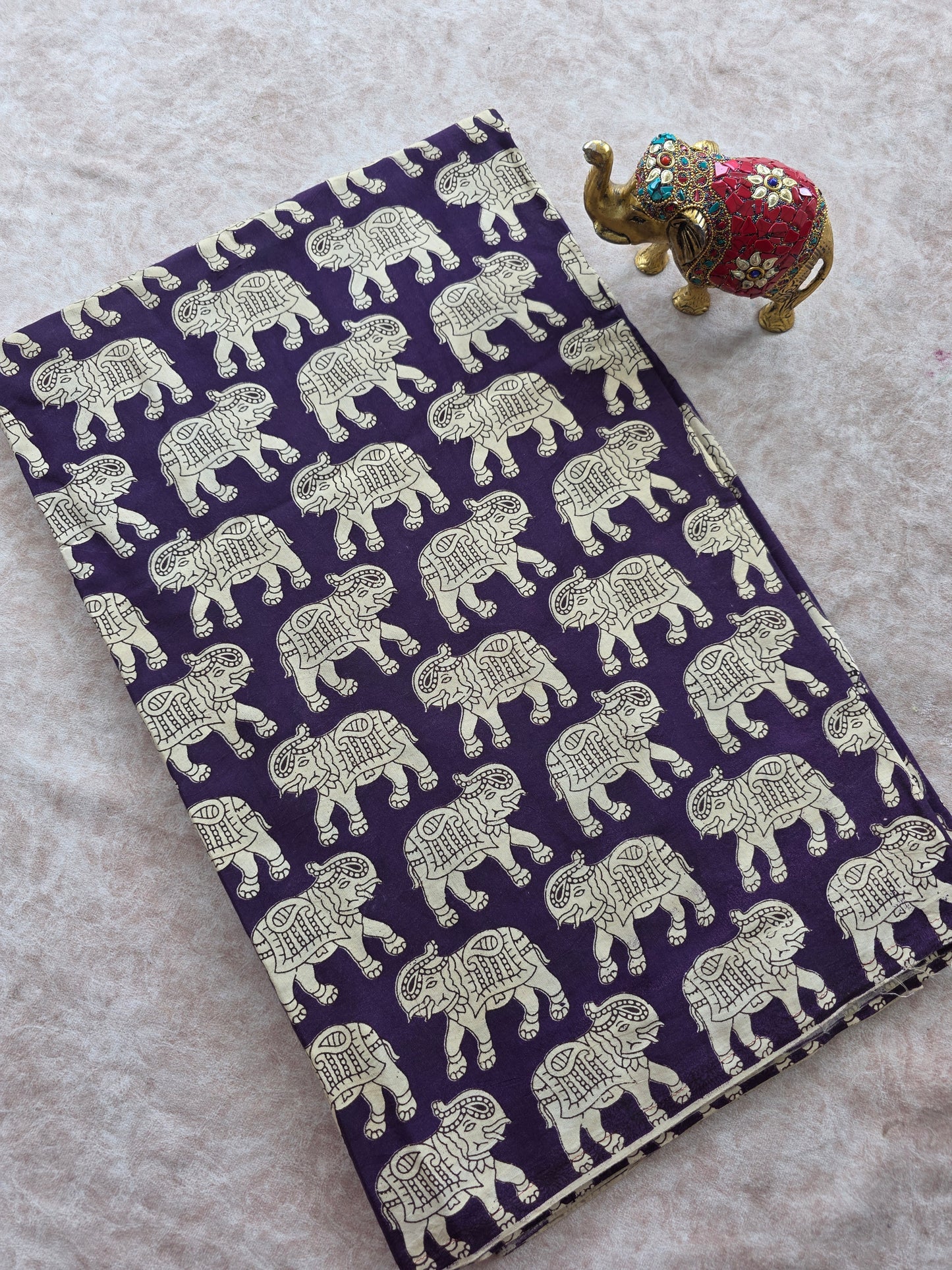 Pure silk kalamkari  running material (1 meter)- KM75