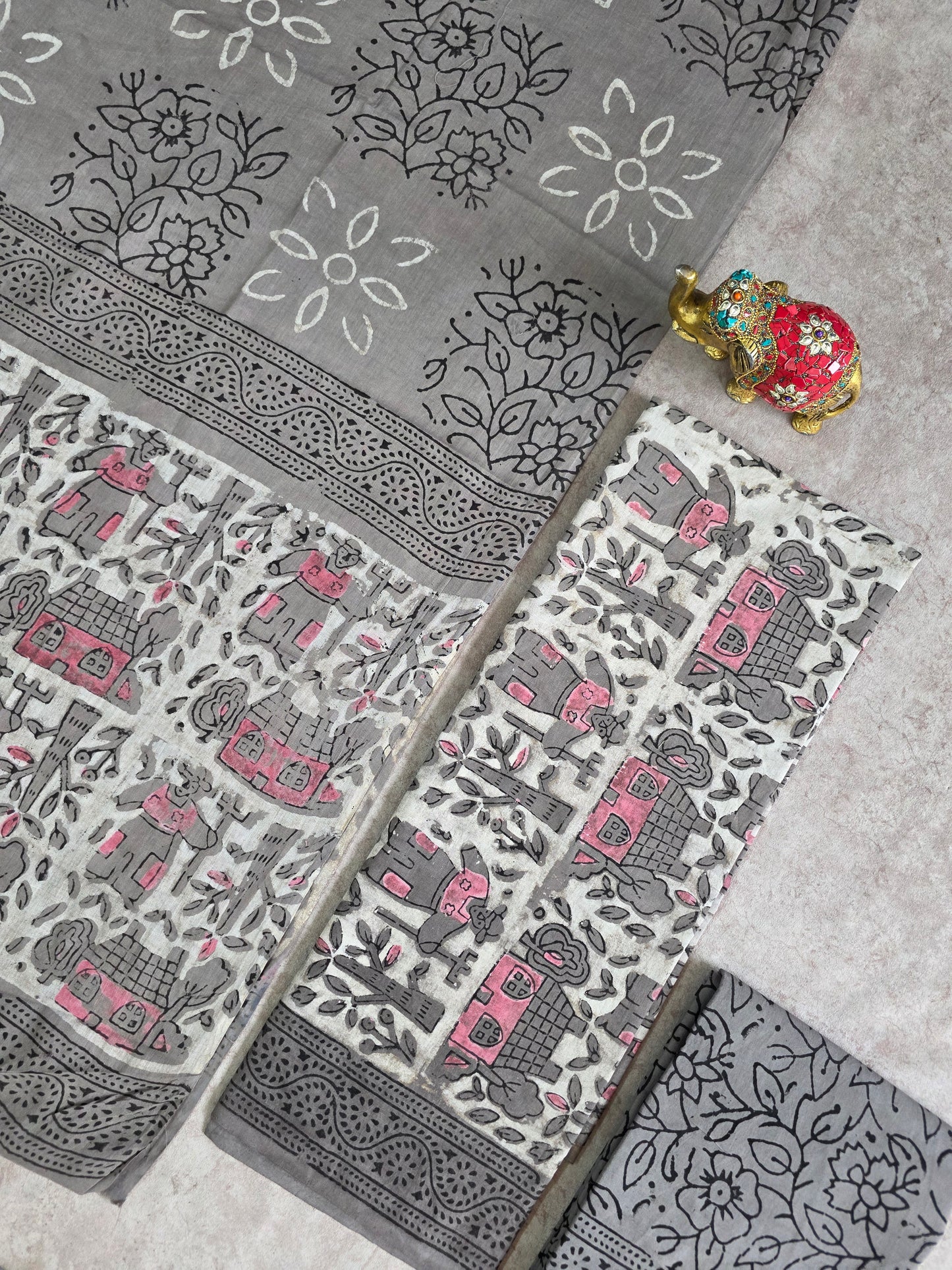 Nashpal Ajrakh Handblock Jaipuri pure cotton set - JA937
