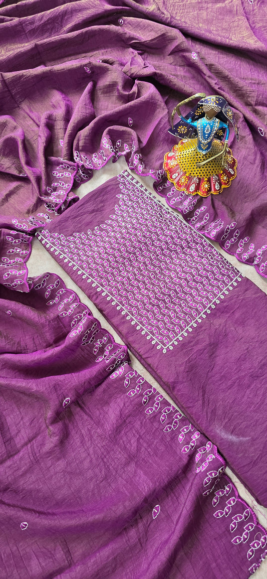 Fancy soft silk set - voilet