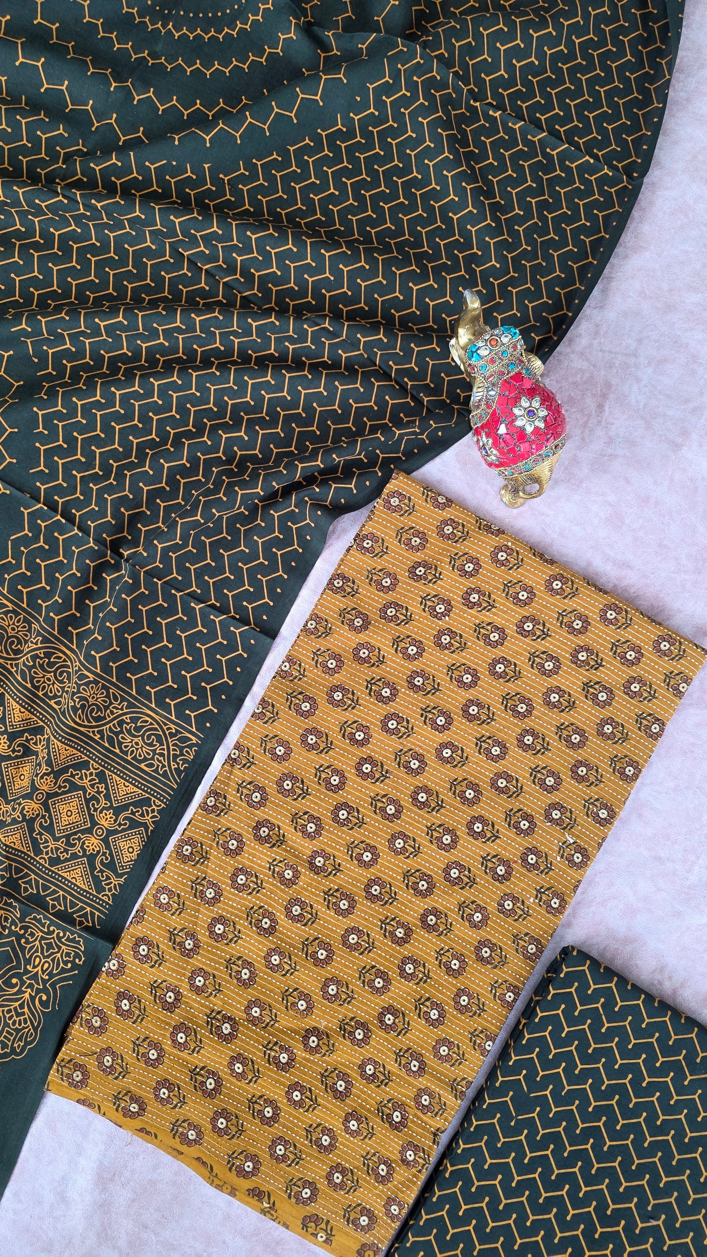 Pure kantha Ajrakh cotton set - VC73