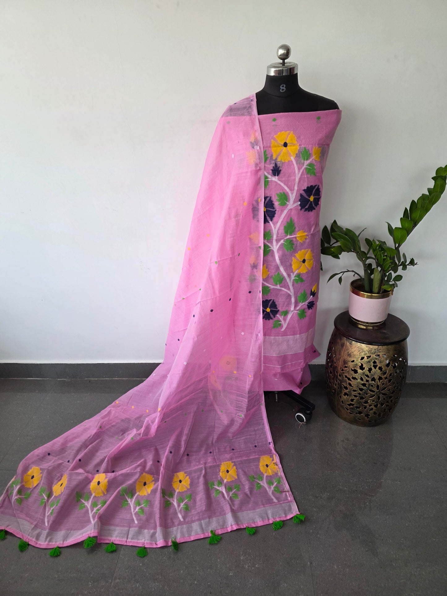 Premium Silk cotton jamdhani set - AV290