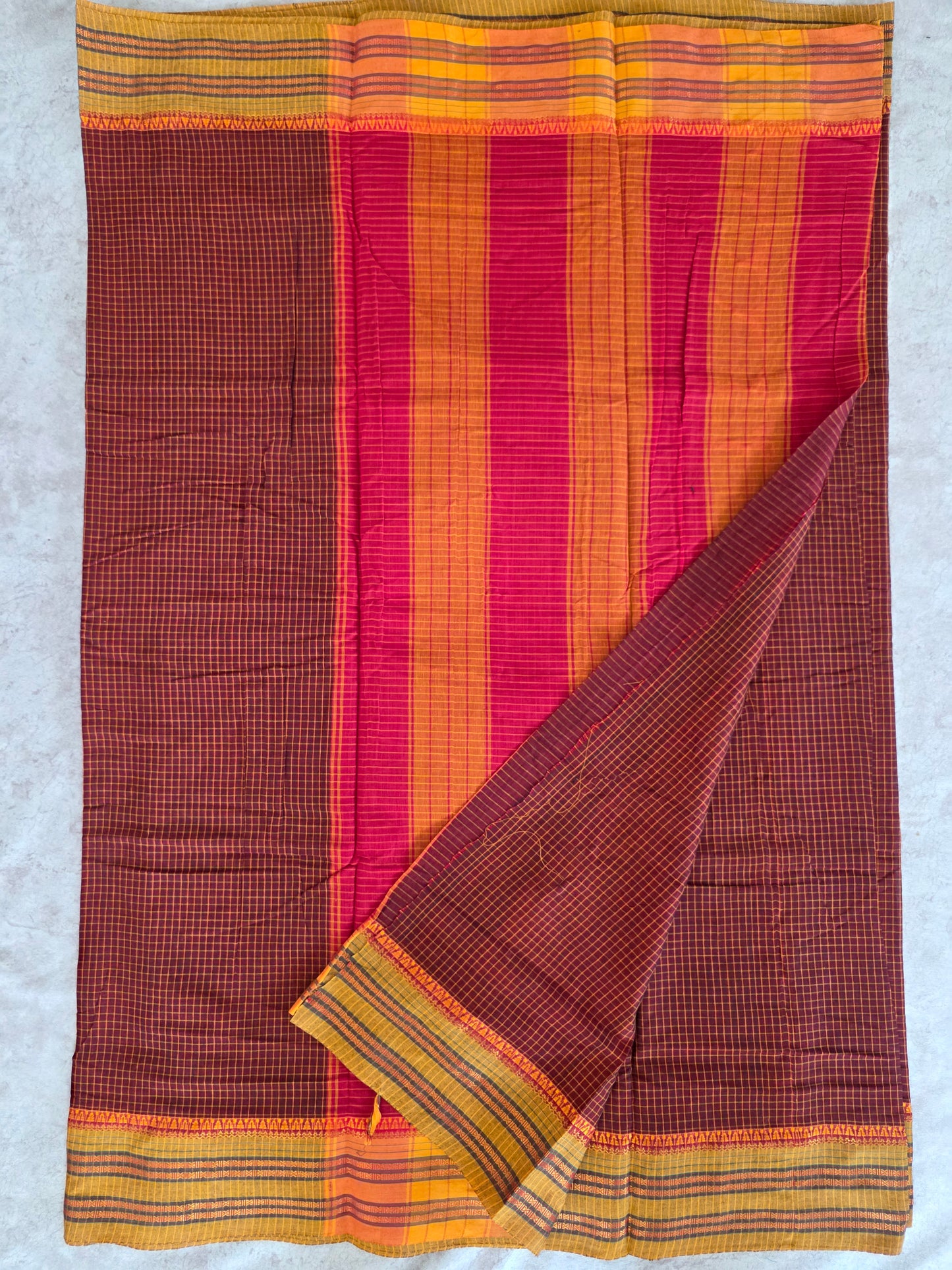 Mercerised checked narayanapet saree - NA197