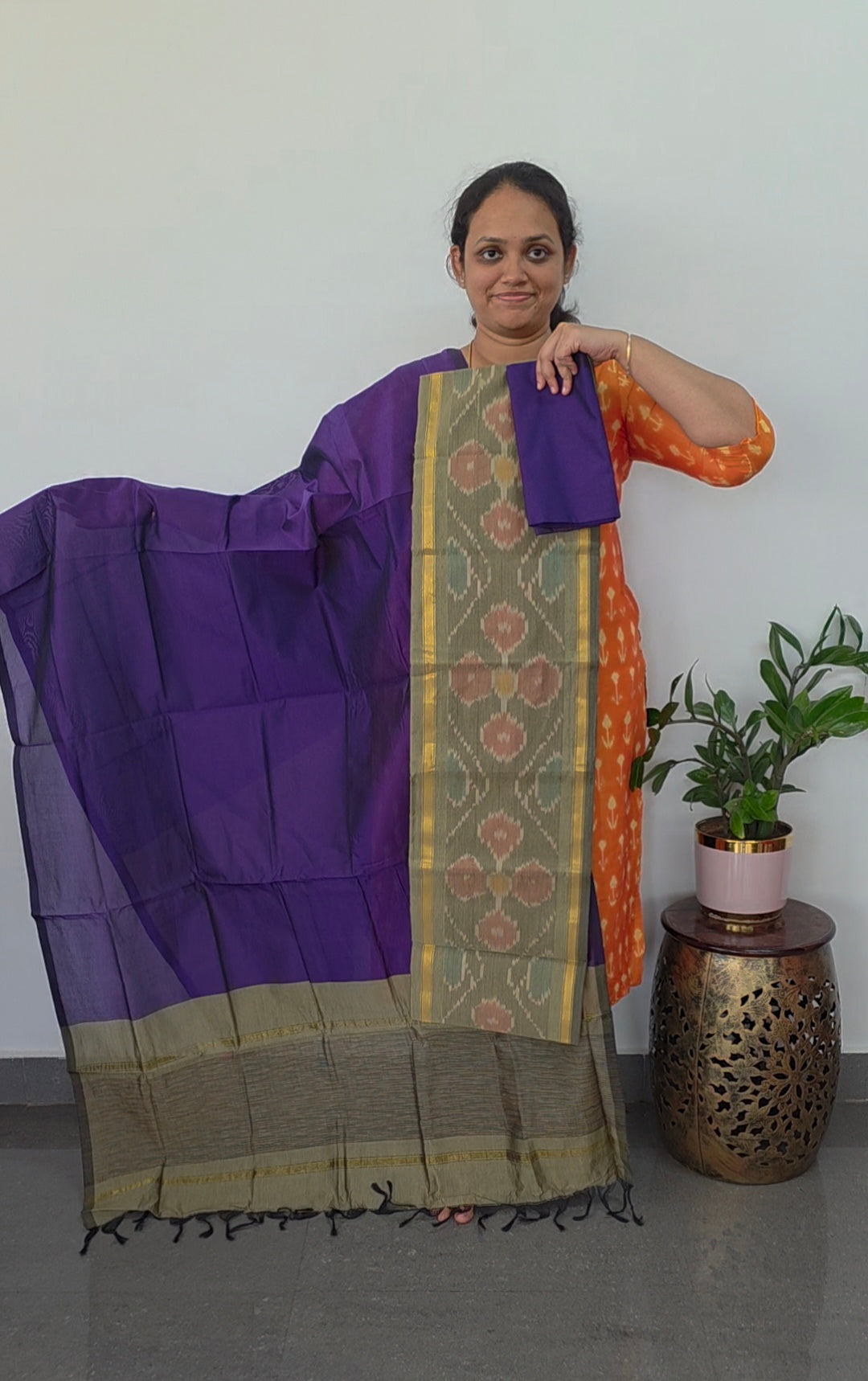 Pochampally sico set with ikkat damn- SZ276