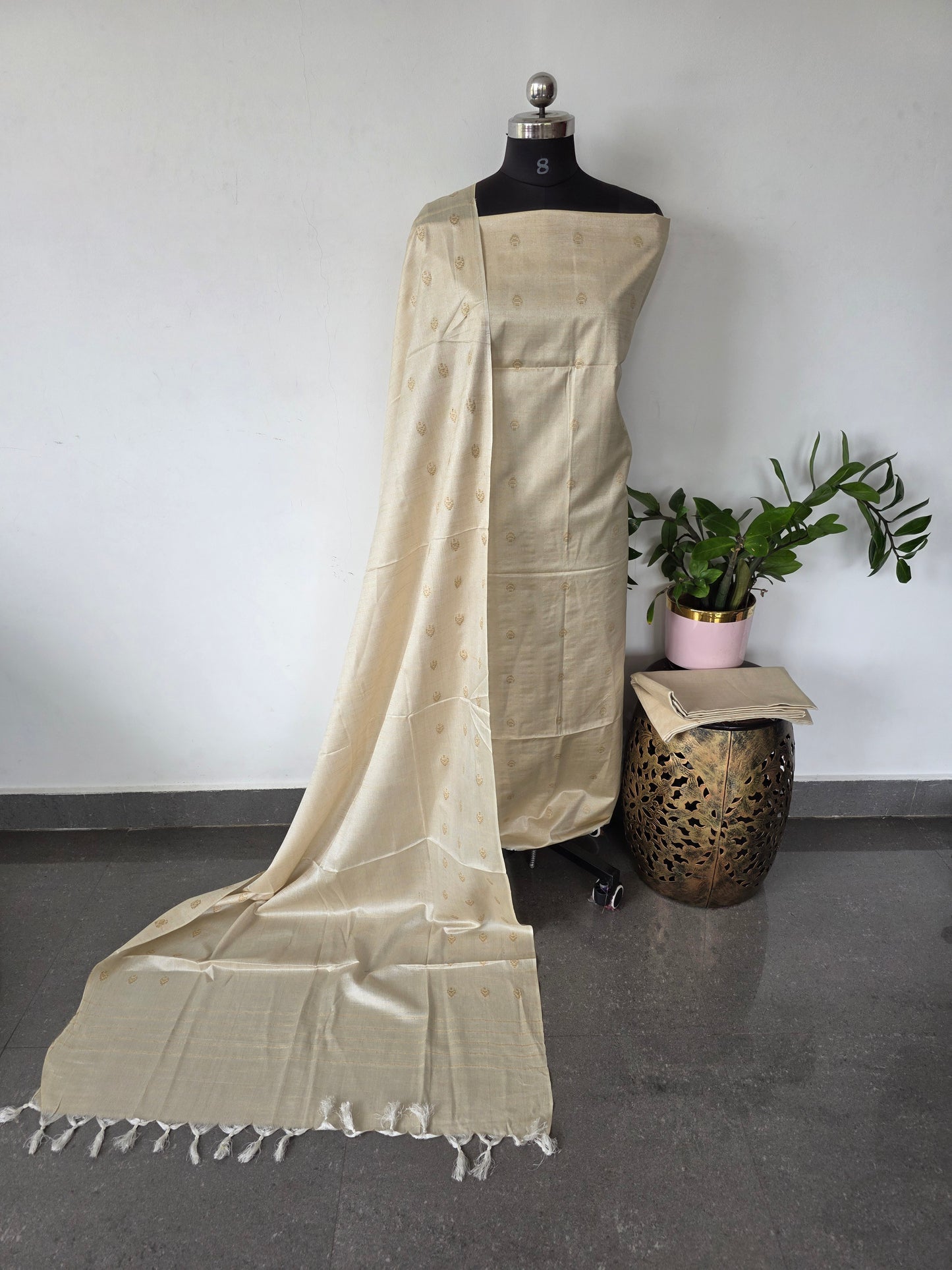 Bhagalpuri dupion dobby weaving silk set - BA488