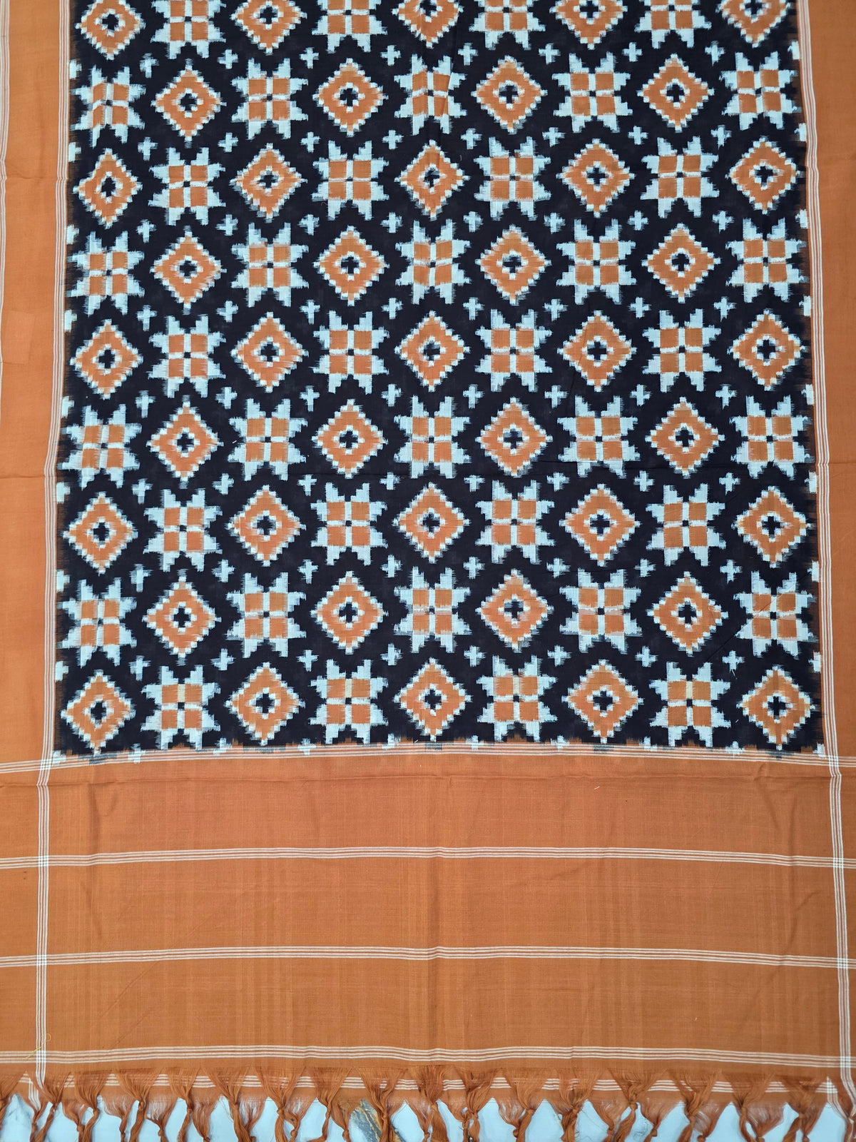 Handloom Telia rumal Double ikkat dupatta-WW743