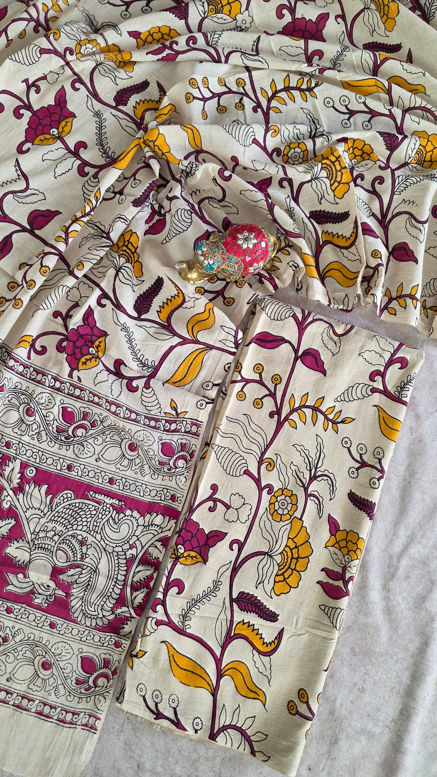 Authentic pure kalamkari cotton set ( 2 pc set )- AK251
