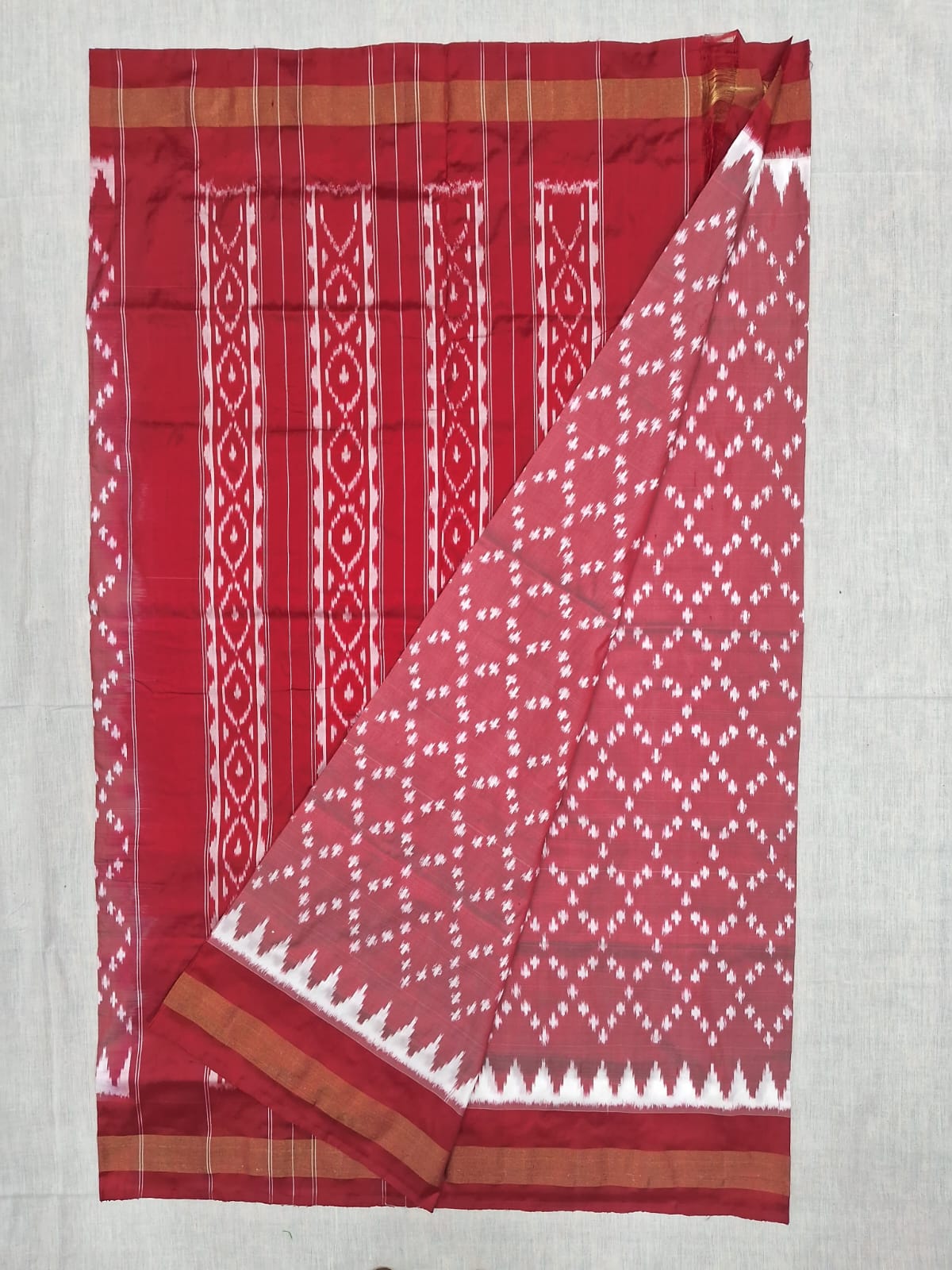 Handloom Mulberry pure Ikkat pattu saree- WW583