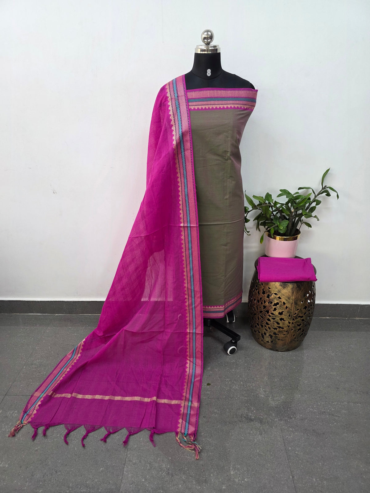 South cotton with mangalagiri border - HA108