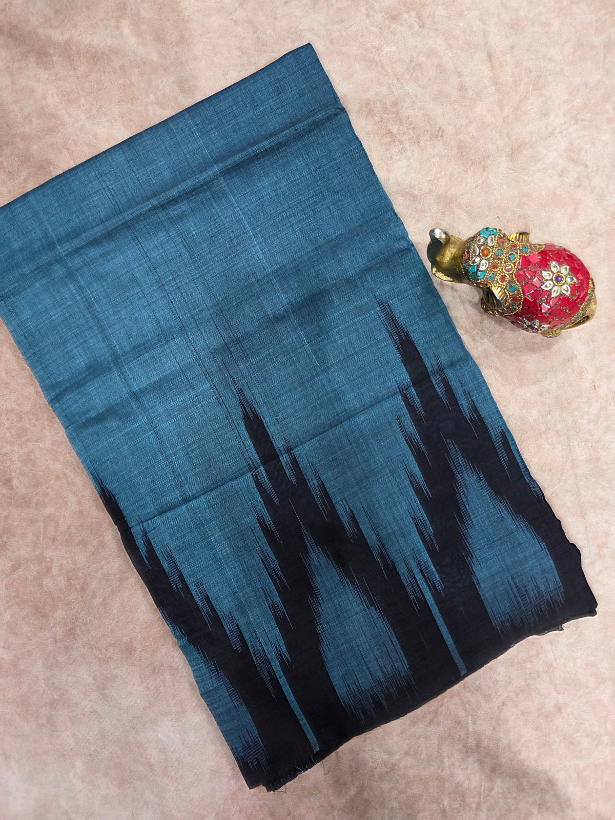 Konark ikkat soft cotton temple border saree - WW224
