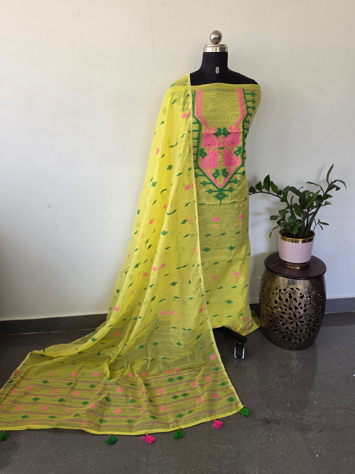 West Bengal Silk cotton jamdhani set - AV384