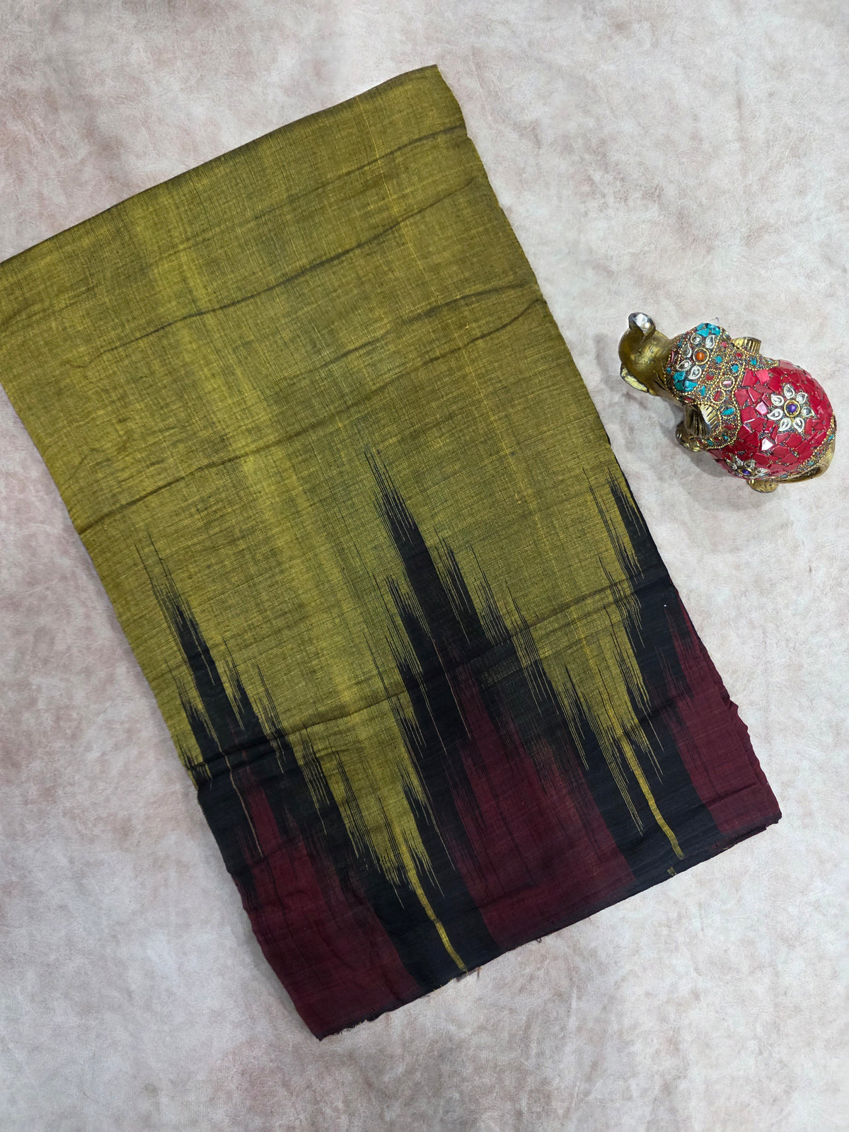 - Konark ikkat soft cotton temple border saree - WW223
