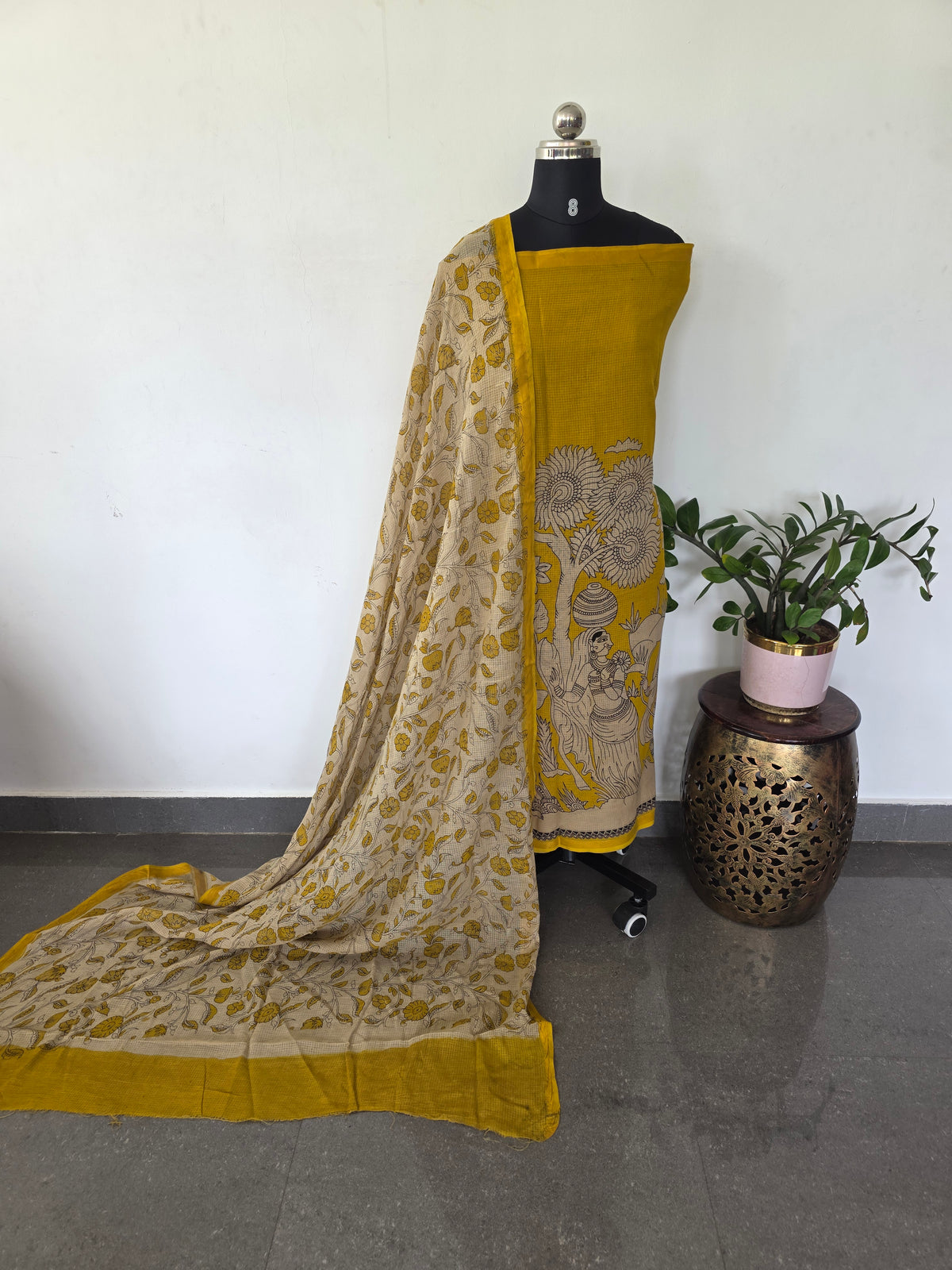 Handcrafted Kota kalamkari set (2 pc set )-AK468