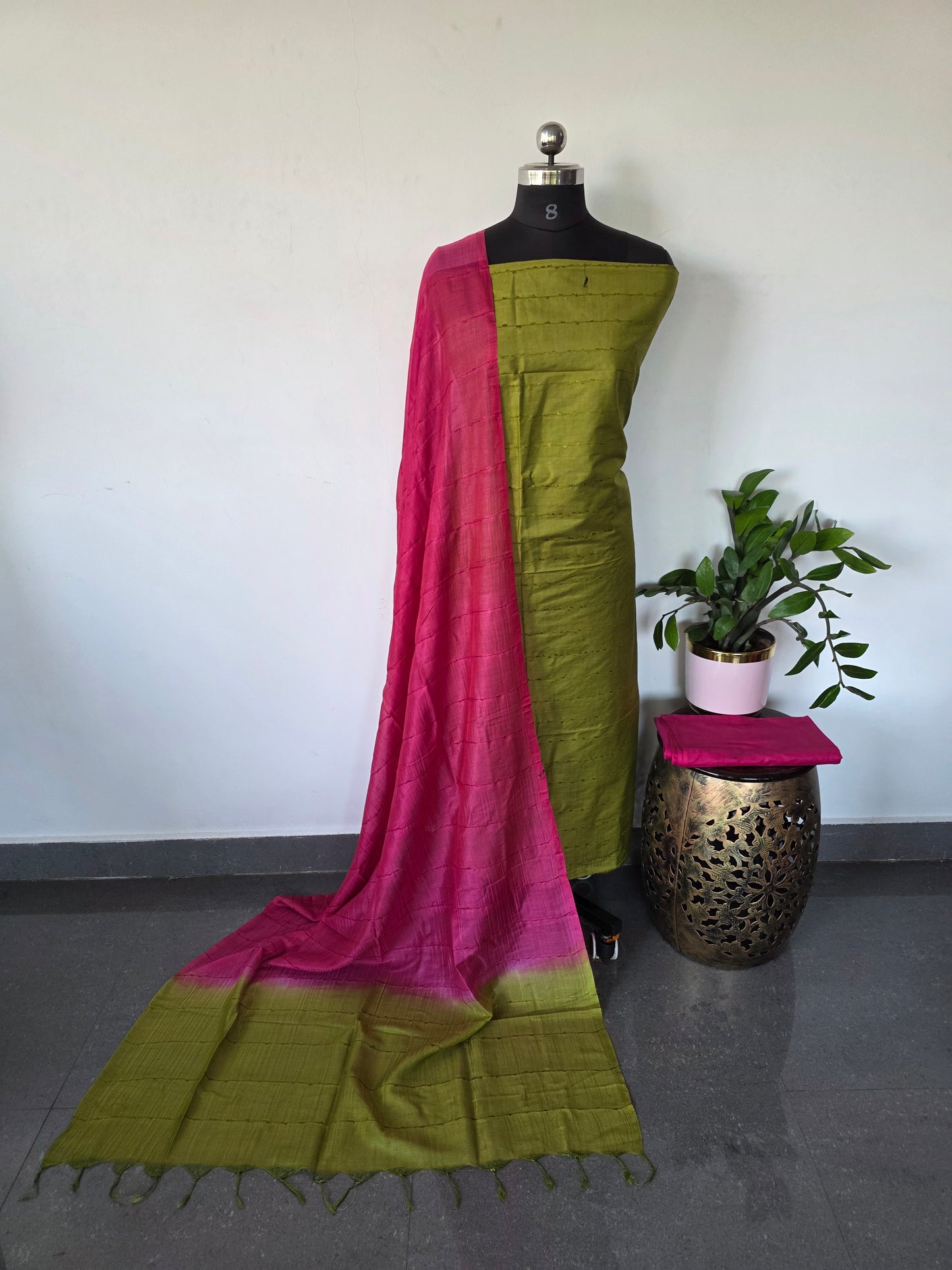 Bamboo tussar Bhagalpuri silk set - BA193