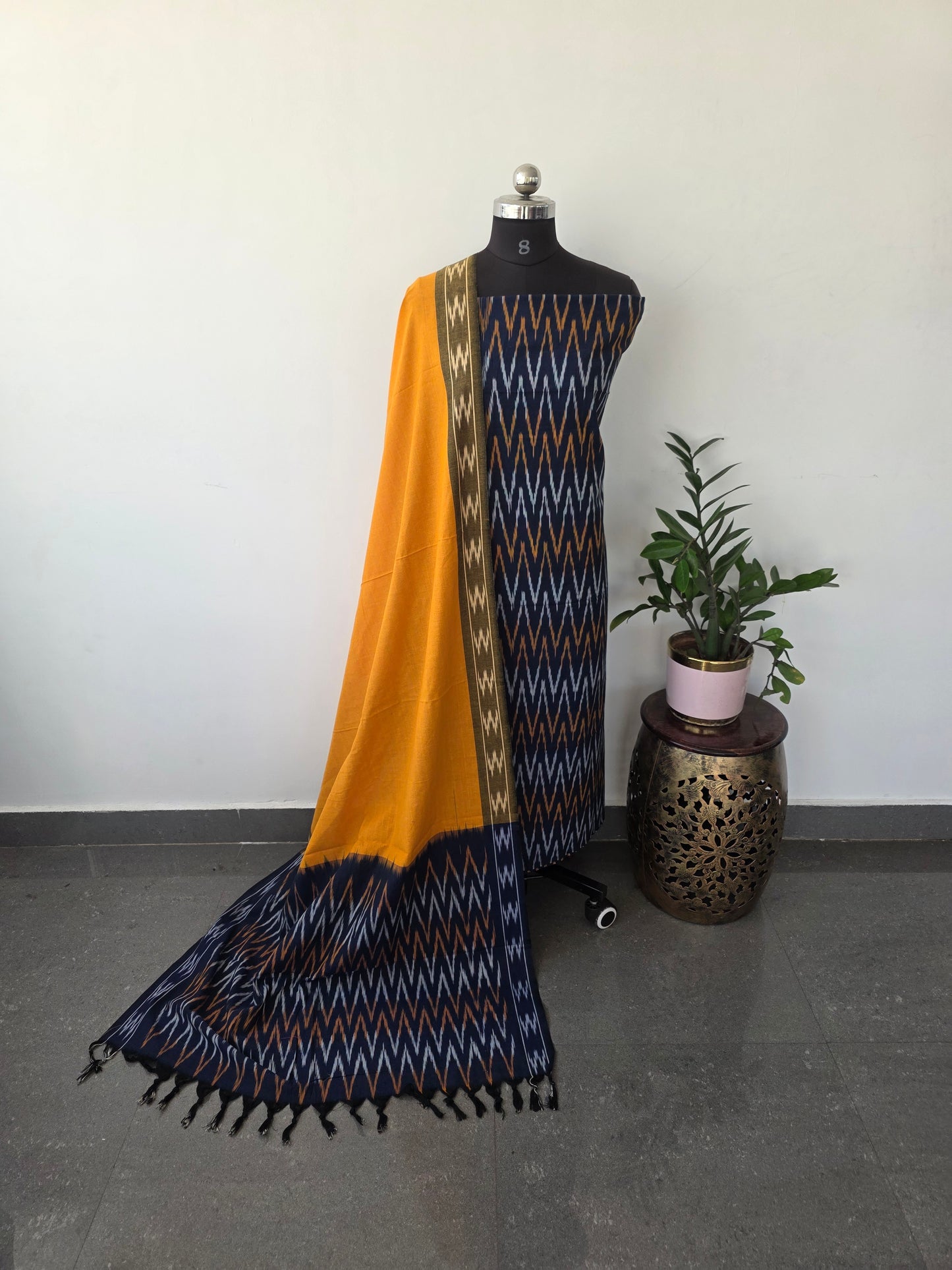 Pochampally ikkat cotton set (blue) - XD1