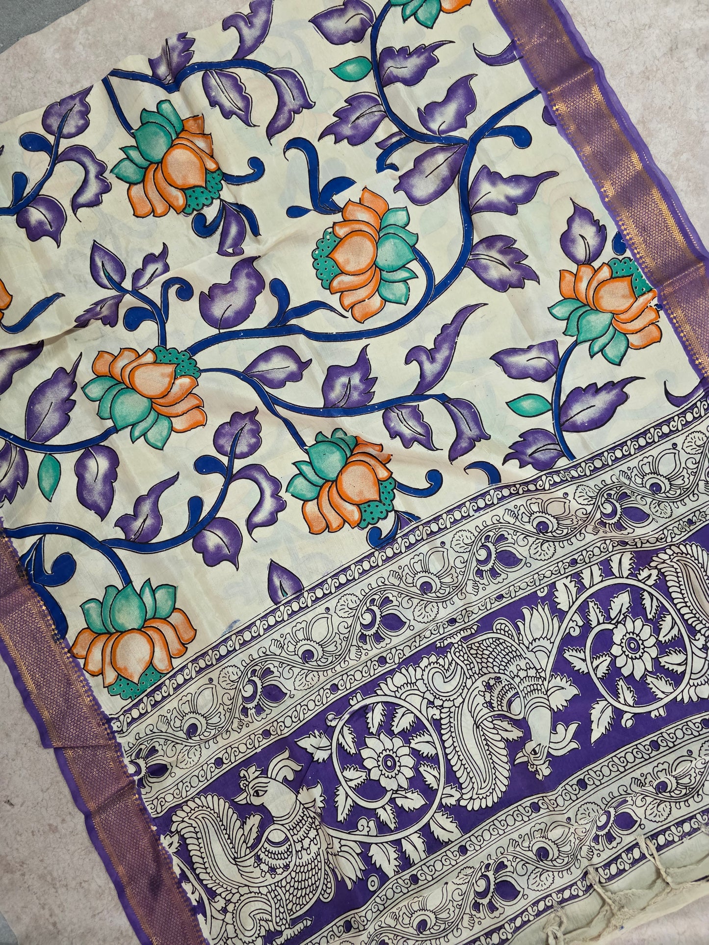 Pure chennuri silk kalamkari duppatta - KAA5